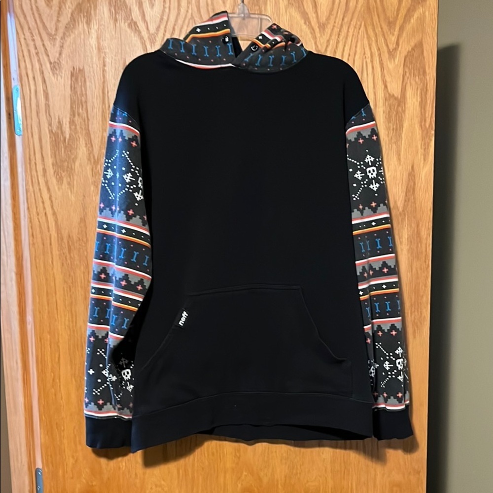 Neff Black Hoodie with Colorful Stripes